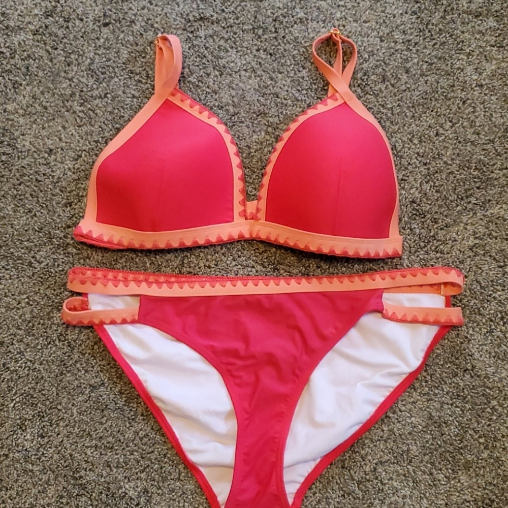 Pink and color bikini set